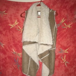 Tan and White fur vest